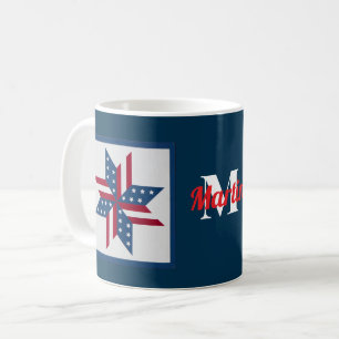 patriotische Sternmuster monogramm rot-blau Kaffeetasse