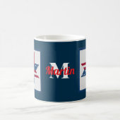 patriotische Sternmuster monogramm rot-blau Kaffeetasse (Mittel)