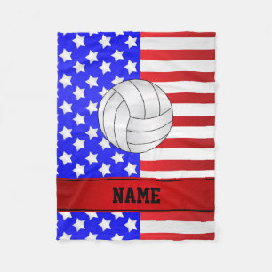 Patriotische Sternstreifen des Namevolleyballs Fleecedecke
