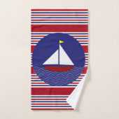 Patriotische Streifen Segeln Segelboot Badetuch Se Badhandtuch Set (Handtuch)