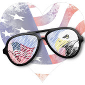 Patriotische SUNGLASSEN - US-Flagge & Bald-Adler Partybrille