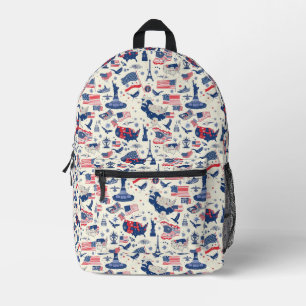 Patriotische Symbole - Freiheitsstatue, Flagge (2) Bedruckter Rucksack