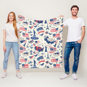 Patriotische Symbole - Freiheitsstatue, Flagge (2) Fleecedecke