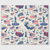 Patriotische Symbole - Freiheitsstatue, Flagge (2) Geschenkpapier (Flach)