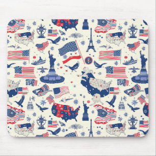Patriotische Symbole - Freiheitsstatue, Flagge (2) Mousepad