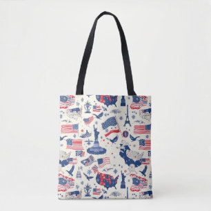 Patriotische Symbole - Freiheitsstatue, Flagge (2) Tasche