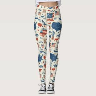 Patriotische Symbole - Freiheitsstatue, Flagge (3) Leggings