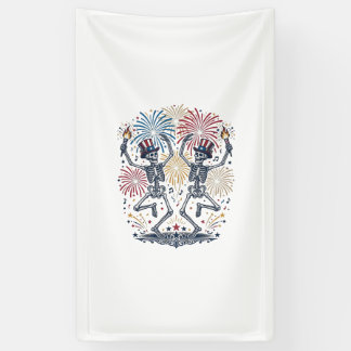 Patriotische tanzende Skelette Feuerwerk 4. Juli  Banner