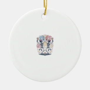 Patriotische tanzende Skelette Feuerwerk 4. Juli  Keramik Ornament