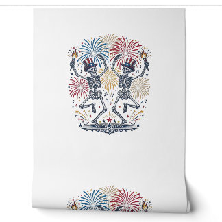 Patriotische tanzende Skelette Feuerwerk 4. Juli  Tapete