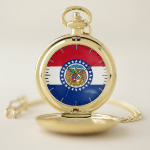 Patriotische Taschen-Uhr mit Flagge von Missouri Taschenuhr