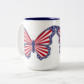 Patriotische Tasse Rot Weiß und Blauer Schmetterli (Vorderseite Links)