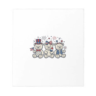 Patriotische Teddybären Vintage-Stich-Vektorgrafik Notizblock