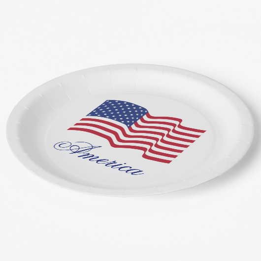 Patriotische Teller der amerikanischen Flagge (Schrägansicht)