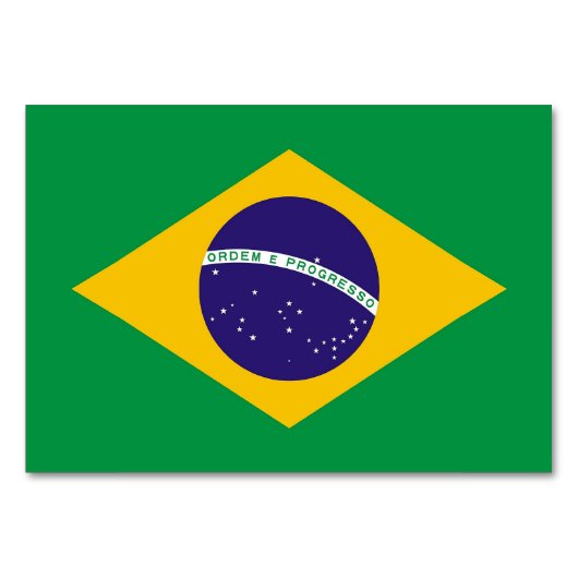 Patriotische Tischkarte mit Flagge Brasiliens Tischnummer (Rückseite)