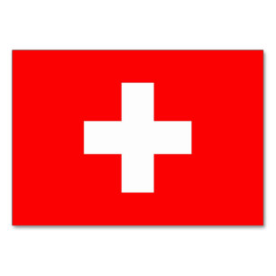Patriotische Tischkarte mit Flagge der Schweiz Tischnummer