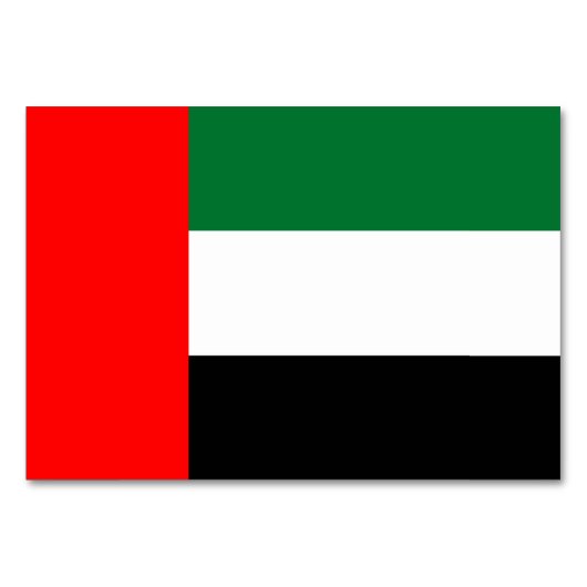 Patriotische Tischkarte mit Flagge der VAE Tischnummer (Vorderseite)