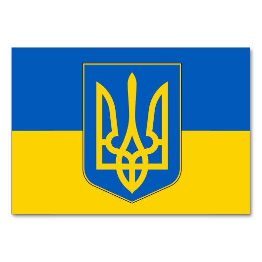 Patriotische Tischkarte mit Flagge in der Ukraine Tischnummer (Rückseite)