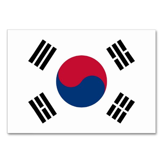 Patriotische Tischkarte mit Flagge Südkoreas Tischnummer (Rückseite)