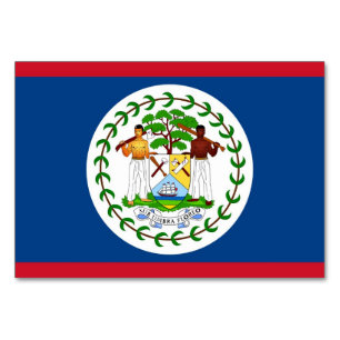 Patriotische Tischkarte mit Flagge von Belize Tischnummer