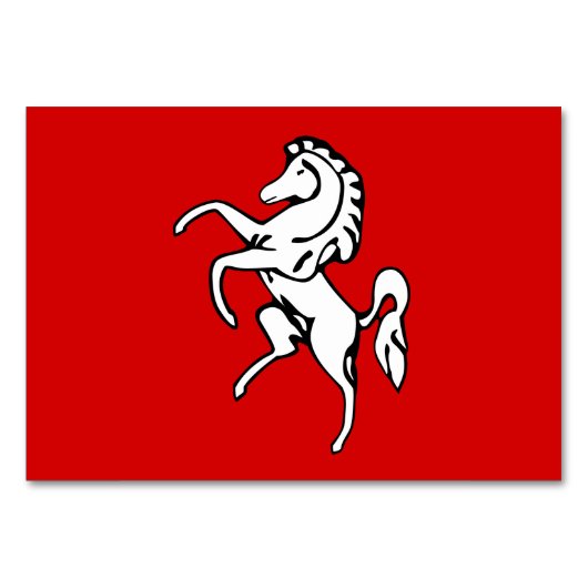 Patriotische Tischkarte mit Flagge von Kent, Engla Tischnummer (Vorderseite)