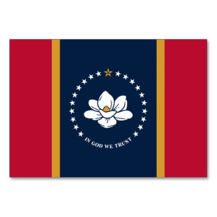 Patriotische Tischkarte mit Flagge von Mississippi Tischnummer