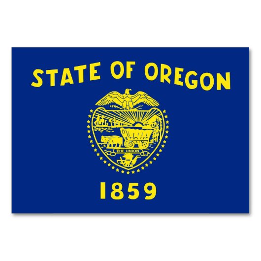 Patriotische Tischkarte mit Flagge von Oregon Tischnummer (Rückseite)