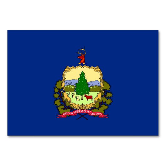 Patriotische Tischkarte mit Flagge von Vermont Tischnummer (Rückseite)