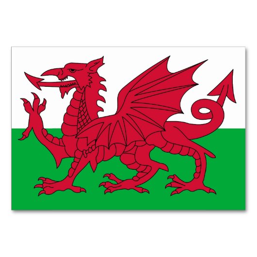 Patriotische Tischkarte mit Flagge von Wales Tischnummer (Rückseite)