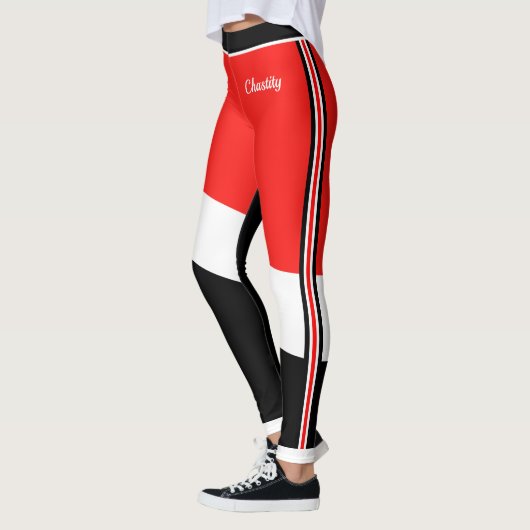Patriotische Trinidad und Tobago Farben mit Namen Leggings (Links)