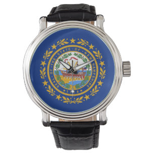 Patriotische Uhr mit der Fahne von New Hampshire