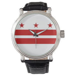 Patriotische Uhr mit Flagge von Washington DC