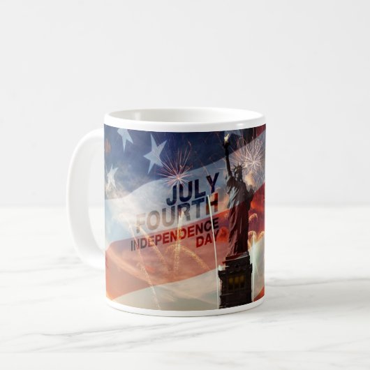 Patriotische Unabhängigkeitstag Dame Freiheit USA  Kaffeetasse (Vorderseite Links)