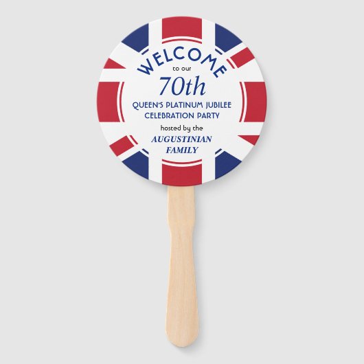 Patriotische UNION JACK 70. Queens Platinum Jubile Fächer (Rückseite)