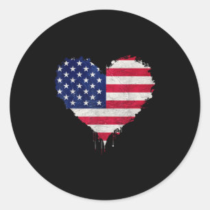 Patriotische US-amerikanische Flaggen Liebe Herzli Runder Aufkleber