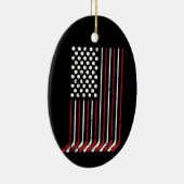 Patriotische US-amerikanische Hockey-Stöcke Stars  Keramik Ornament (Rechts)