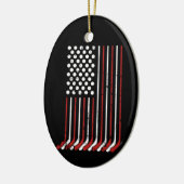 Patriotische US-amerikanische Hockey-Stöcke Stars  Keramik Ornament (Links)
