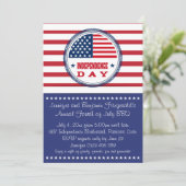 Patriotische US Flagge 4. Juli GRILLEN Einladung (Stehend Vorderseite)