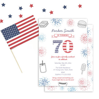 Patriotische US Flagge 70. Geburtstagsparty Einladung