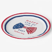 Patriotische US Flagge am 4. Juli Pappteller (Schrägansicht)