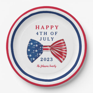 Patriotische US Flagge am 4. Juli Pappteller