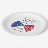 Patriotische US Flagge am 4. Juli Pappteller (Schrägansicht)