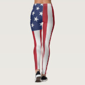 Patriotische US Flagge Blauer weißer Urlaub Leggings (Rückseite)