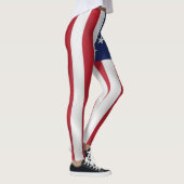 Patriotische US Flagge Blauer weißer Urlaub Leggings (Rechts)