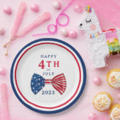 Patriotische US Flagge Bow 4. Juli Pappteller (Party)