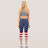 Patriotische US Flagge Capri Leggings (Vorderseite)