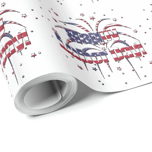 Patriotische US Flagge glücklicher Arbeitstag Geschenkpapier (Rolleneckpunkt)