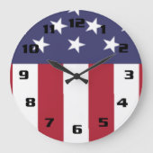 Patriotische US Flagge Große Wanduhr (Vorderseite)
