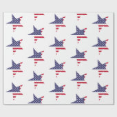 Patriotische US Flagge Modernes Weißes Blau Geschenkpapier (Flach)