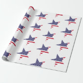 Patriotische US Flagge Modernes Weißes Blau Geschenkpapier (Ungerollt)